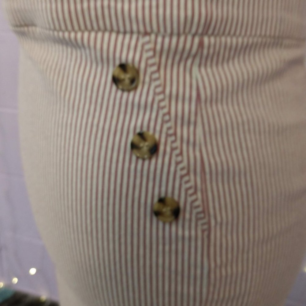 Linda Matthews Stretch Striped Pencil Skirt - Picture 4 of 7